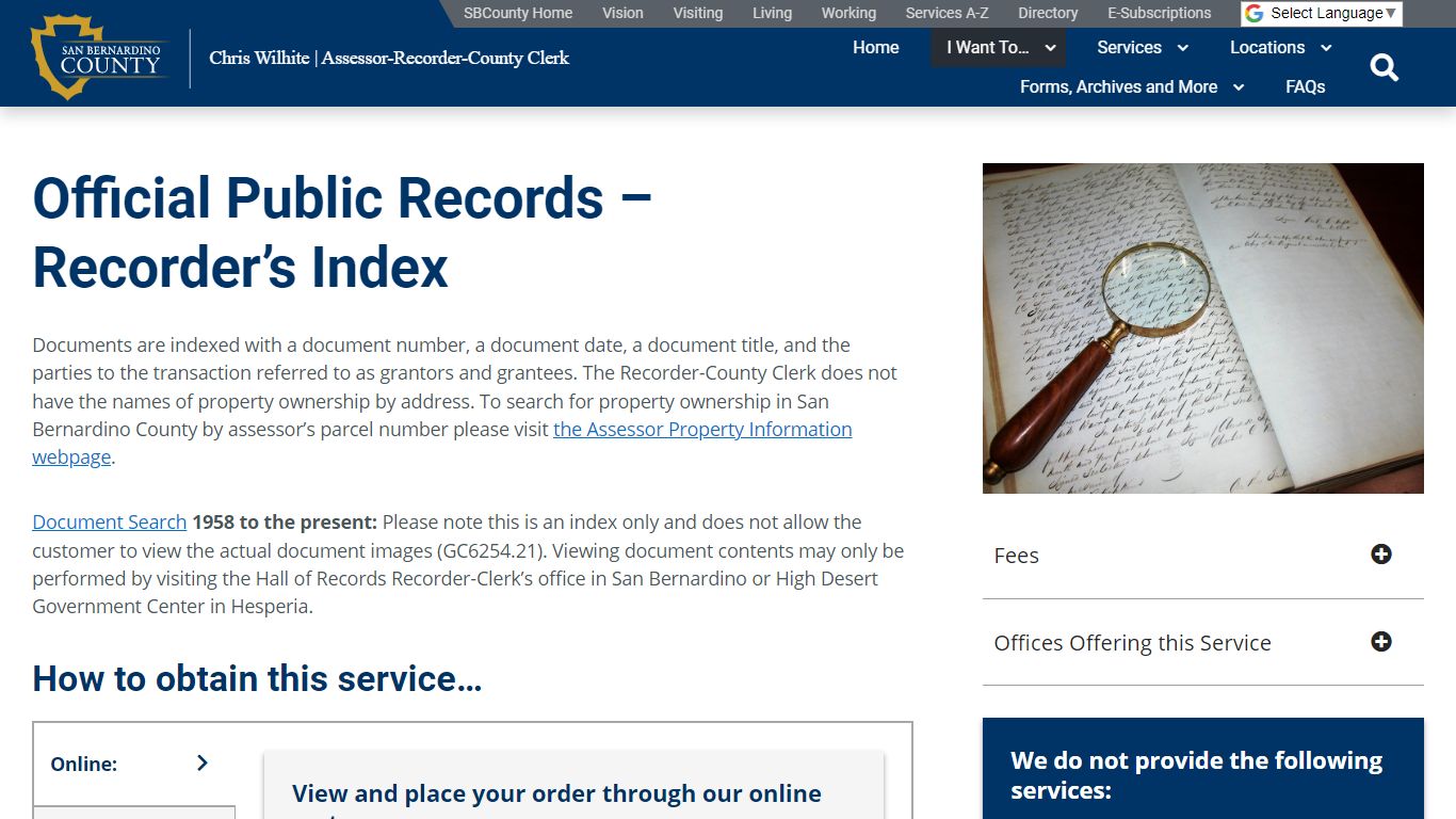 Public Records Request - San Bernardino County Assessor-Recorder-Clerk